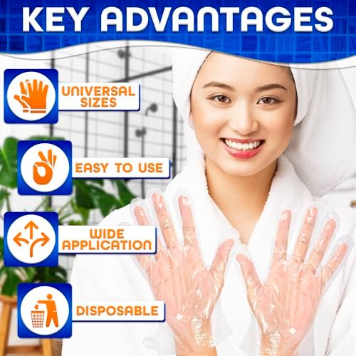 200 Pcs Paraffin Gloves for Hands - Lightweight, Disposable, Transparent, Leak-Proof Plastic Gloves for Cooking, Eating, Cleaning, Hair Coloring - görsel 6