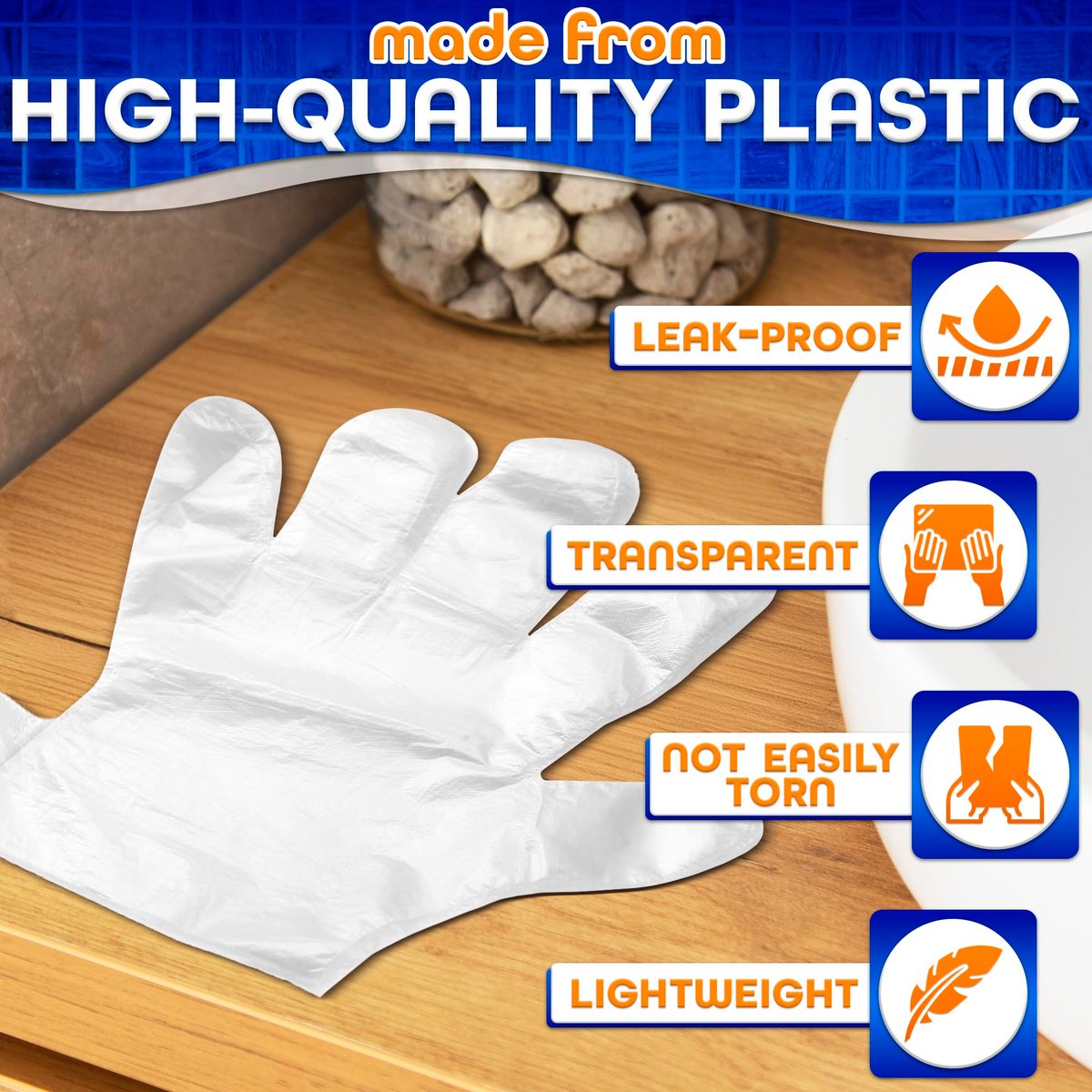 200 Pcs Paraffin Gloves for Hands - Lightweight, Disposable, Transparent, Leak-Proof Plastic Gloves for Cooking, Eating, Cleaning, Hair Coloring - görsel 11