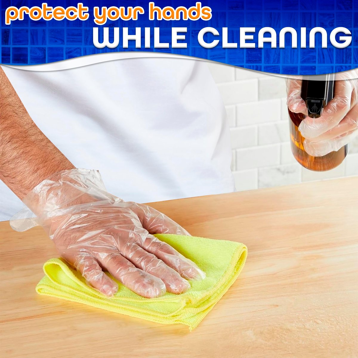 200 Pcs Paraffin Gloves for Hands - Lightweight, Disposable, Transparent, Leak-Proof Plastic Gloves for Cooking, Eating, Cleaning, Hair Coloring - görsel 9