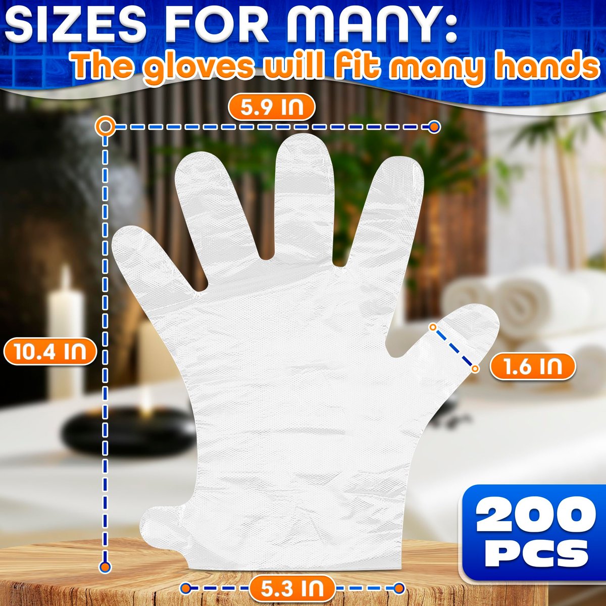 200 Pcs Paraffin Gloves for Hands - Lightweight, Disposable, Transparent, Leak-Proof Plastic Gloves for Cooking, Eating, Cleaning, Hair Coloring - görsel 3
