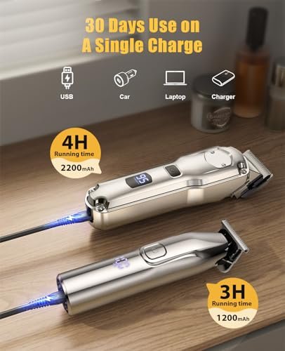 Romanda Cordless Hair Clippers and Trimmers Set for Men – Professional Barber Clippers Kit with Stainless Steel Blades Avelisse