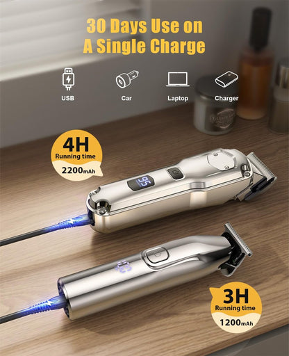 Romanda Cordless Hair Clippers and Trimmers Set for Men – Professional Barber Clippers Kit with Stainless Steel Blades Avelisse