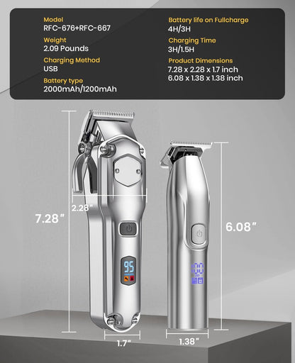 Romanda Cordless Hair Clippers and Trimmers Set for Men – Professional Barber Clippers Kit with Stainless Steel Blades Avelisse