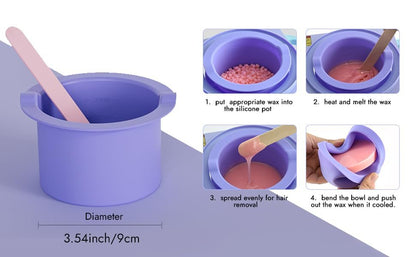 Silicone Wax Warmer Liner 14oz Pot Liner for Waxing Replacement - Microwave Safe, Easy to Clean, Reusable 3-Pack, Non-Stick Wax Silicone Bowl (Diameter 9cm) Avelisse
