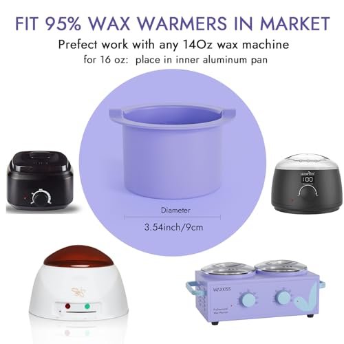 Silicone Wax Warmer Liner 14oz Pot Liner for Waxing Replacement - Microwave Safe, Easy to Clean, Reusable 3-Pack, Non-Stick Wax Silicone Bowl (Diameter 9cm) Avelisse