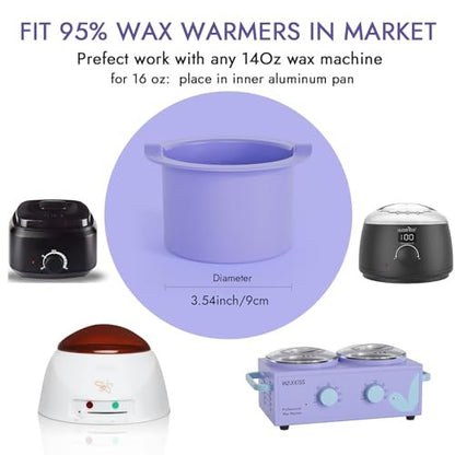 Silicone Wax Warmer Liner 14oz Pot Liner for Waxing Replacement - Microwave Safe, Easy to Clean, Reusable 3-Pack, Non-Stick Wax Silicone Bowl (Diameter 9cm) Avelisse
