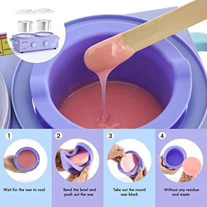 Silicone Wax Warmer Liner 14oz Pot Liner for Waxing Replacement - Microwave Safe, Easy to Clean, Reusable 3-Pack, Non-Stick Wax Silicone Bowl (Diameter 9cm) Avelisse