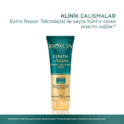 BIOXCIN Keratin Argan Repair Hair Care Cream for Worn and Damaged Hair - 250 ml