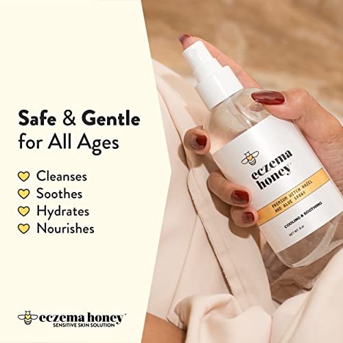 ECZEMA HONEY Premium Witch Hazel & Aloe Spray - Unscented Facial Mist, Moisturizer, Makeup Setting Spray & Aftershave, 8 oz Avelisse