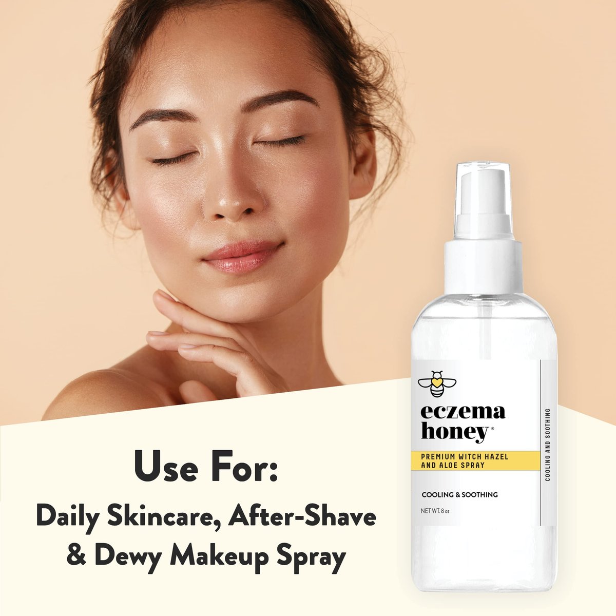 ECZEMA HONEY Premium Witch Hazel & Aloe Spray - Unscented Facial Mist, Moisturizer, Makeup Setting Spray & Aftershave, 8 oz Avelisse