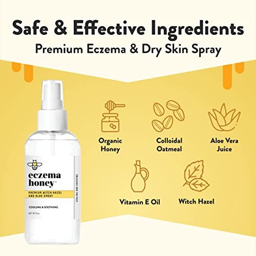 ECZEMA HONEY Premium Witch Hazel & Aloe Spray - Unscented Facial Mist, Moisturizer, Makeup Setting Spray & Aftershave, 8 oz Avelisse