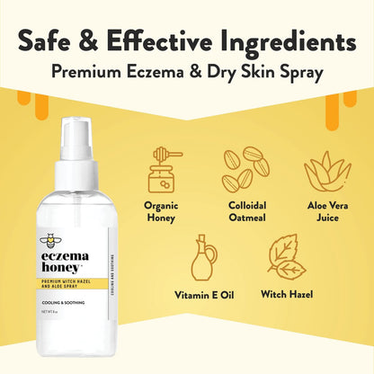 ECZEMA HONEY Premium Witch Hazel & Aloe Spray - Unscented Facial Mist, Moisturizer, Makeup Setting Spray & Aftershave, 8 oz Avelisse