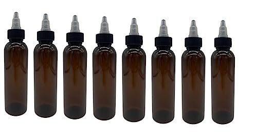 Natural Farms 4 oz Amber Cosmo BPA-Free Bottles - 8 Pack Empty Refillable Containers with Black/Natural Twist Open/Close Cap - Made in the USA - görsel 2