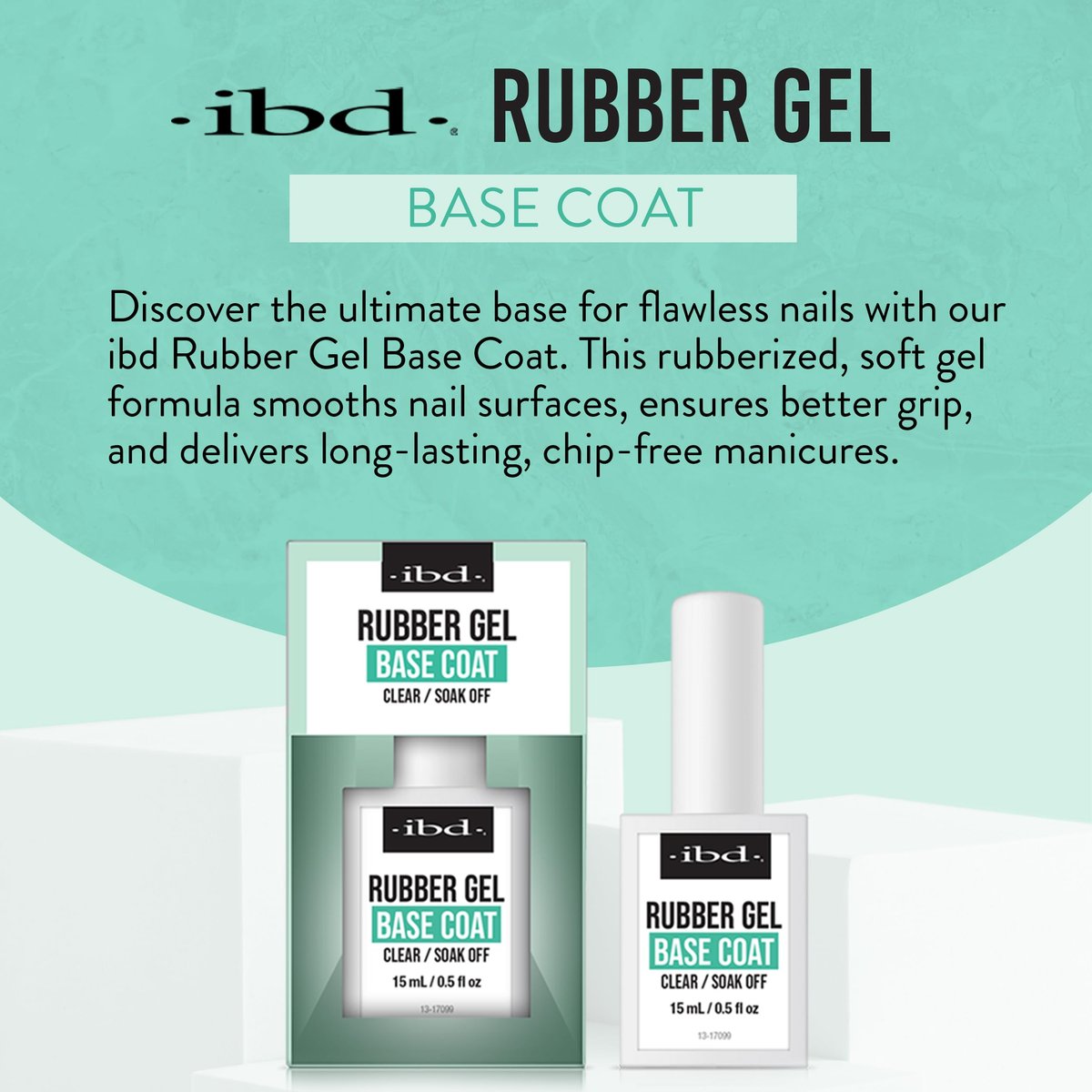 IBD Rubber Base Gel Nail Polish – Clear Soak-Off Builder Gel for Nail Strengthening & Breakage Prevention (0.5 fl oz) Avelisse