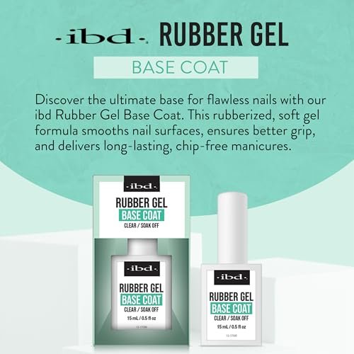 IBD Rubber Base Gel Nail Polish – Clear Soak-Off Builder Gel for Nail Strengthening & Breakage Prevention (0.5 fl oz) Avelisse