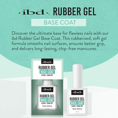 IBD Rubber Base Gel Nail Polish – Clear Soak-Off Builder Gel for Nail Strengthening & Breakage Prevention (0.5 fl oz) Avelisse