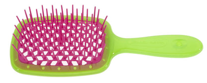 Jäneke Superbrush Small Body Green Curly Fuchsia - Compact Hairbrush for Fine, Curly, and Thick Hair