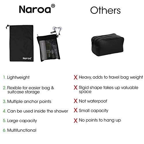 Naroa Waterproof Multifunctional Toiletry Shower Bag for Gym, Travel, Business – Foldable Portable Hanging Bathroom Mesh Caddy with Wet & Dry Storage Suction Hook Tote for Men Women - görsel 10