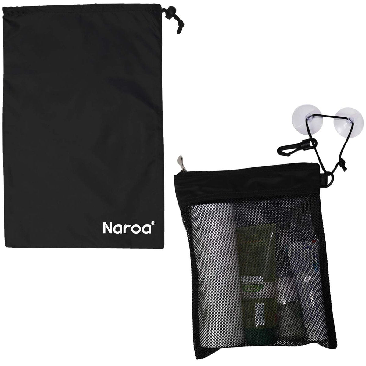 Naroa Waterproof Multifunctional Toiletry Shower Bag for Gym, Travel, Business – Foldable Portable Hanging Bathroom Mesh Caddy with Wet & Dry Storage Suction Hook Tote for Men Women - görsel 1