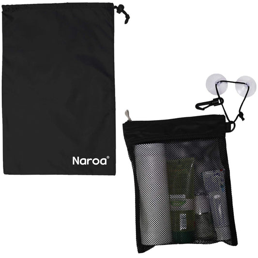 Naroa Waterproof Multifunctional Toiletry Shower Bag for Gym, Travel, Business – Foldable Portable Hanging Bathroom Mesh Caddy with Wet & Dry Storage Suction Hook Tote for Men Women
