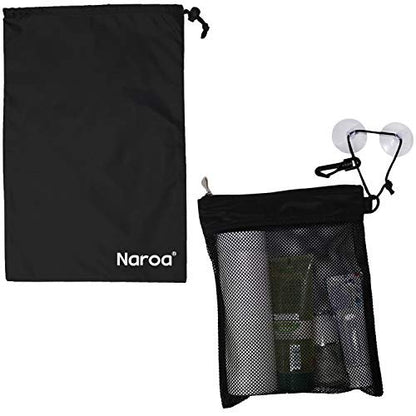 Naroa Waterproof Multifunctional Toiletry Shower Bag for Gym, Travel, Business – Foldable Portable Hanging Bathroom Mesh Caddy with Wet & Dry Storage Suction Hook Tote for Men Women