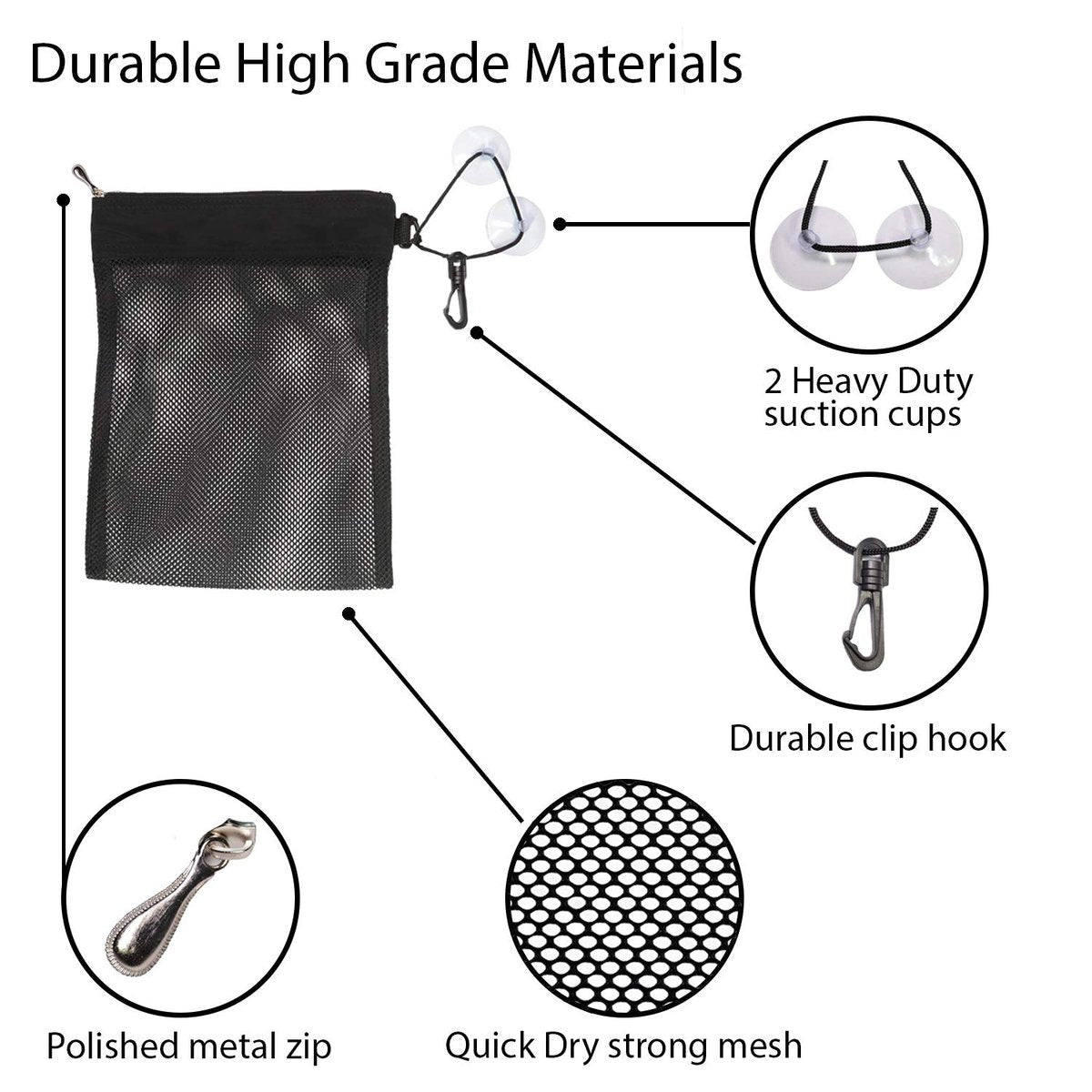 Naroa Waterproof Multifunctional Toiletry Shower Bag for Gym, Travel, Business – Foldable Portable Hanging Bathroom Mesh Caddy with Wet & Dry Storage Suction Hook Tote for Men Women - görsel 13