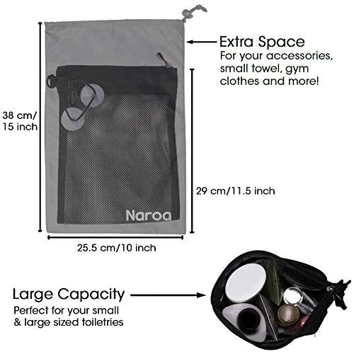 Naroa Waterproof Multifunctional Toiletry Shower Bag for Gym, Travel, Business – Foldable Portable Hanging Bathroom Mesh Caddy with Wet & Dry Storage Suction Hook Tote for Men Women - görsel 12