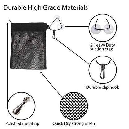 Naroa Waterproof Multifunctional Toiletry Shower Bag for Gym, Travel, Business – Foldable Portable Hanging Bathroom Mesh Caddy with Wet & Dry Storage Suction Hook Tote for Men Women