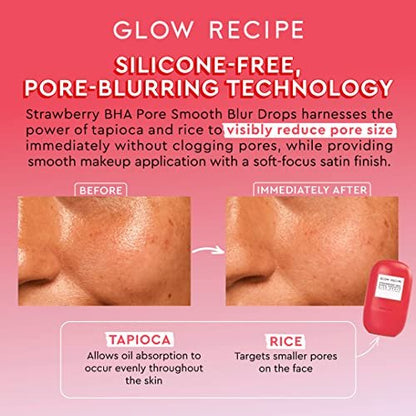Glow Recipe Strawberry BHA Serum Primer - Silicone-Free Blurring Matte Primer with Salicylic Acid, Pore Minimizing, Oil Control, Smooth Texture (30ml) Avelisse
