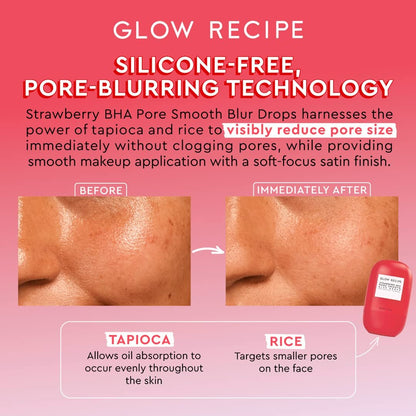 Glow Recipe Strawberry BHA Serum Primer - Silicone-Free Blurring Matte Primer with Salicylic Acid, Pore Minimizing, Oil Control, Smooth Texture (30ml) Avelisse