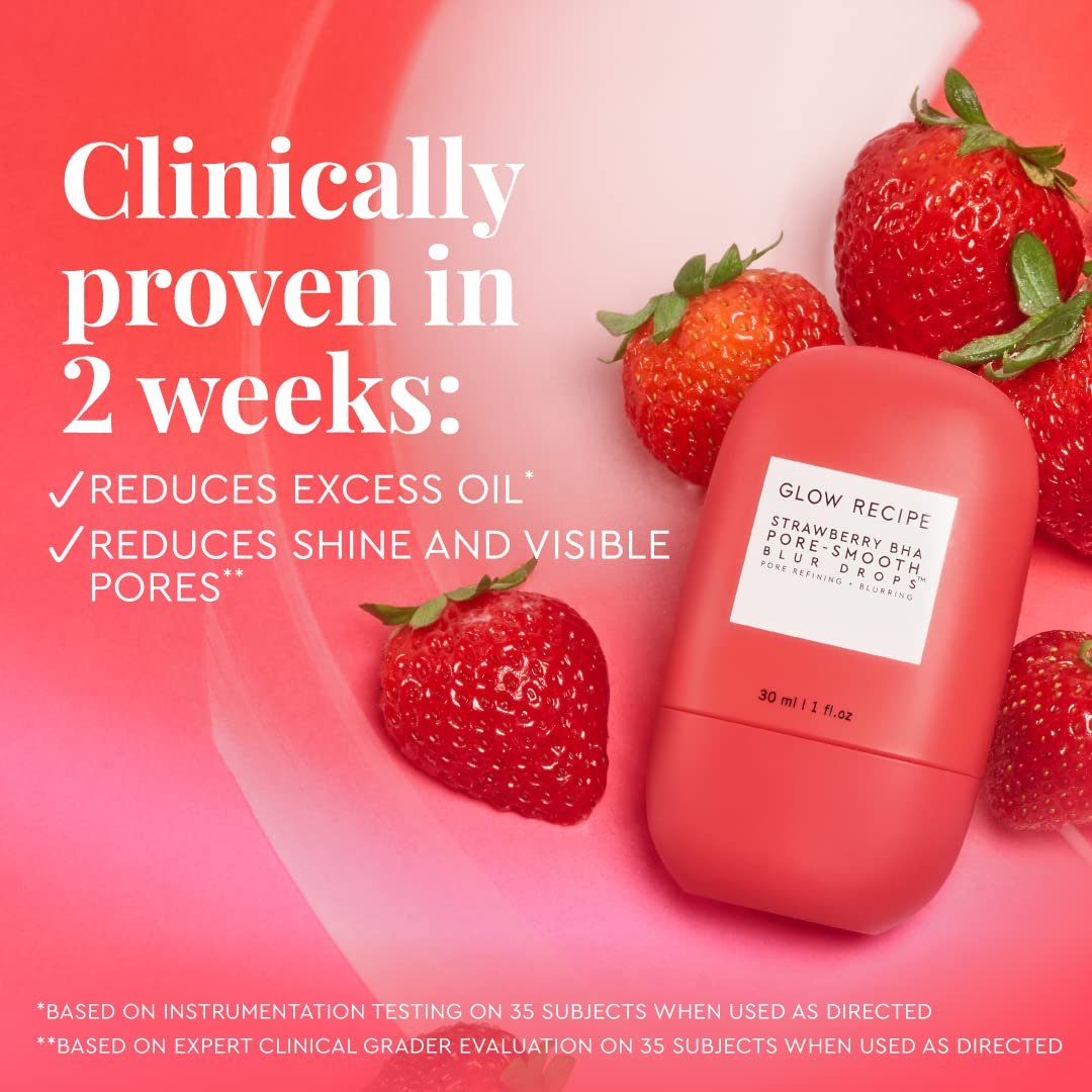 Glow Recipe Strawberry BHA Serum Primer - Silicone-Free Blurring Matte Primer with Salicylic Acid, Pore Minimizing, Oil Control, Smooth Texture (30ml) Avelisse