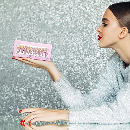 71-Piece Empty Press on Nails Packaging Box Set with White Background Papers and Double Sided Tape – Pink, for Nail Business - görsel 10