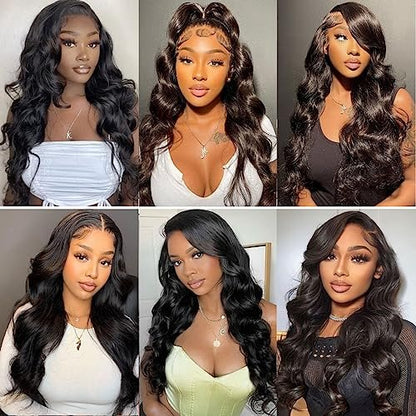 GOMOST 13x4 Body Wave Lace Front Wig Human Hair for Black Women - Natural Black 24 Inch Glueless Wig Avelisse