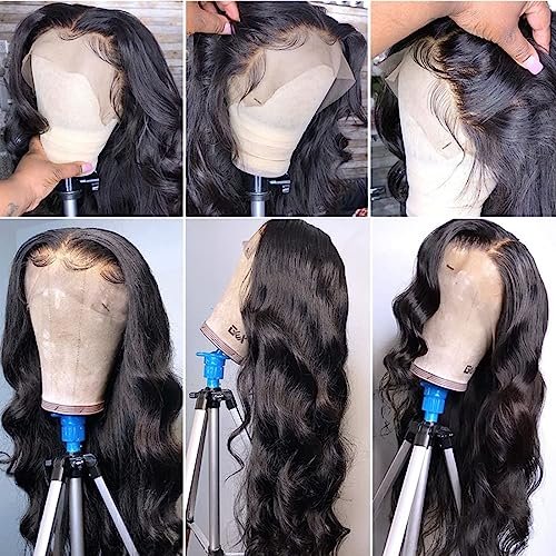 GOMOST 13x4 Body Wave Lace Front Wig Human Hair for Black Women - Natural Black 24 Inch Glueless Wig Avelisse