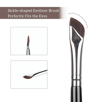Etercycle 3-Piece Fine Angled Eyeliner Brush Set | Ultra-Thin Sickle Slanted Flat Angle for Precision Eyebrow, Eyeliner & Concealer