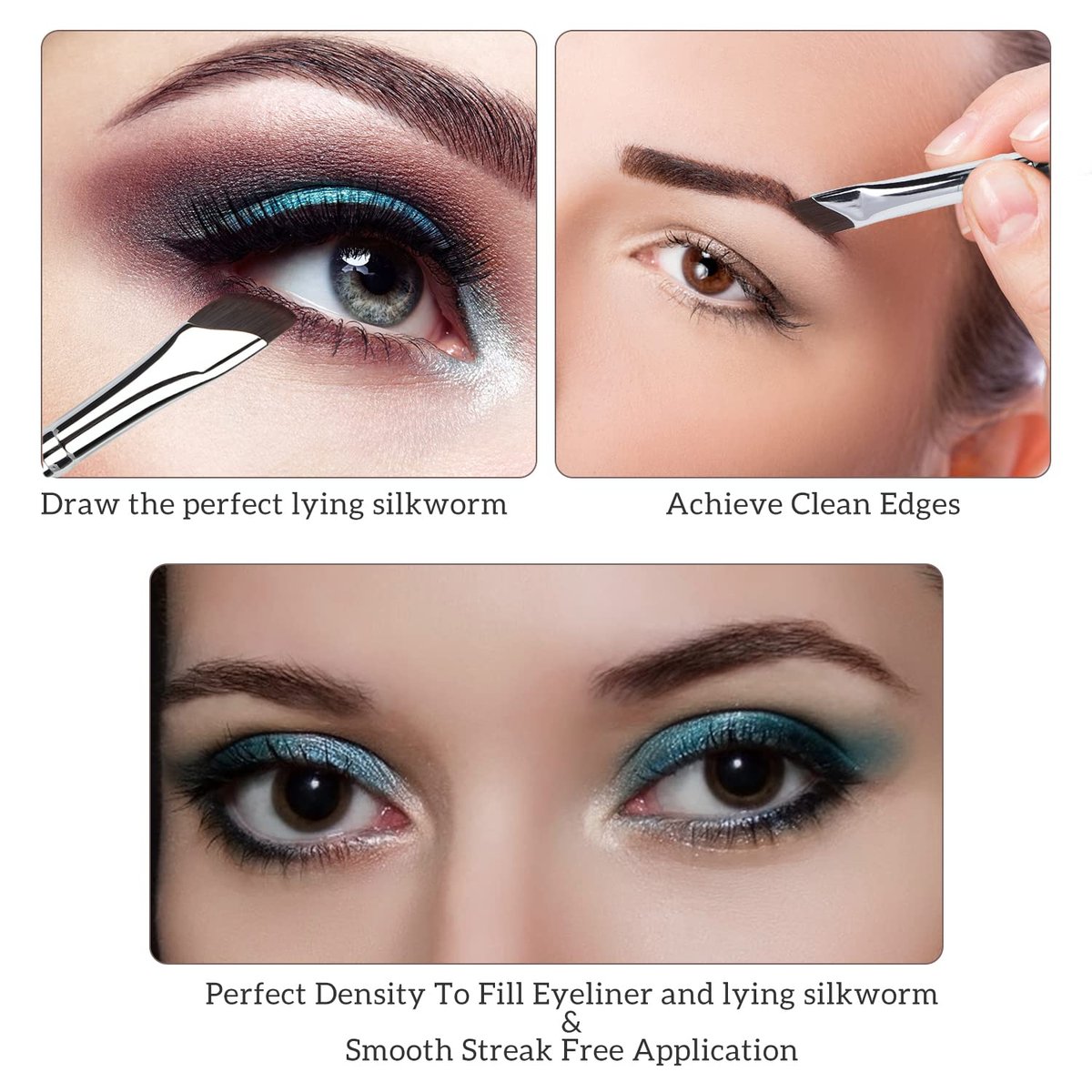 Etercycle 3-Piece Fine Angled Eyeliner Brush Set | Ultra-Thin Sickle Slanted Flat Angle for Precision Eyebrow, Eyeliner & Concealer - görsel 11