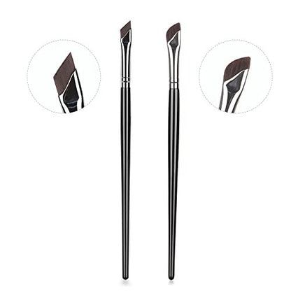 Etercycle 3-Piece Fine Angled Eyeliner Brush Set | Ultra-Thin Sickle Slanted Flat Angle for Precision Eyebrow, Eyeliner & Concealer