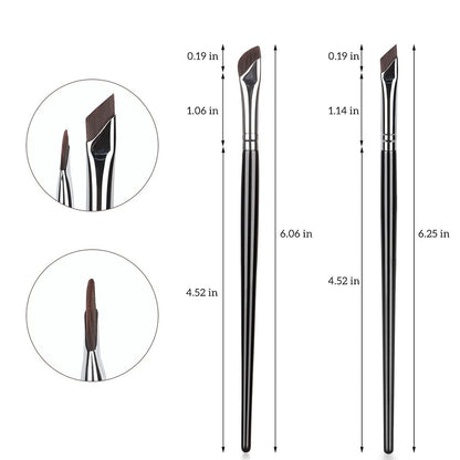Etercycle 3-Piece Fine Angled Eyeliner Brush Set | Ultra-Thin Sickle Slanted Flat Angle for Precision Eyebrow, Eyeliner & Concealer