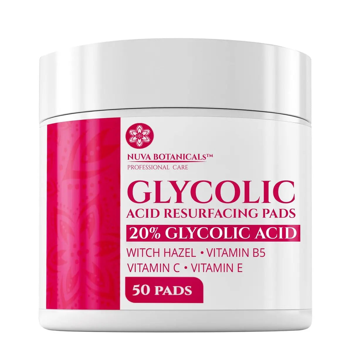 20% Glycolic Acid Pads (50 Pads) - Exfoliating Face Pads for Chemical Peel at Home - Glycolic Acid Peel with Vitamin C for Acne and Radiant Skin Avelisse