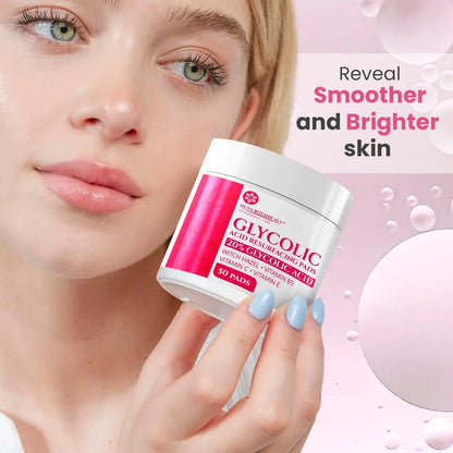 20% Glycolic Acid Pads (50 Pads) - Exfoliating Face Pads for Chemical Peel at Home - Glycolic Acid Peel with Vitamin C for Acne and Radiant Skin Avelisse