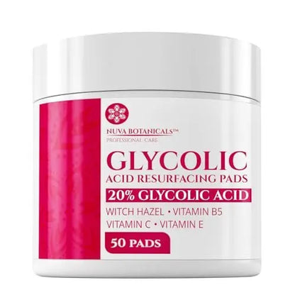 20% Glycolic Acid Pads (50 Pads) - Exfoliating Face Pads for Chemical Peel at Home - Glycolic Acid Peel with Vitamin C for Acne and Radiant Skin Avelisse