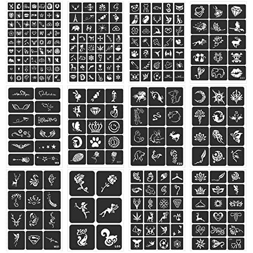 FANOST Henna Stencils Kit 24 Sheets – 400+ Reusable Tattoo Stencils for Kids, Teens & Adults – Airbrush & Temporary Tattoo Stencils for Face, Hand, Finger – Mehndi Stencil - görsel 5
