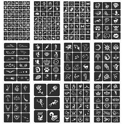 FANOST Henna Stencils Kit 24 Sheets – 400+ Reusable Tattoo Stencils for Kids, Teens & Adults – Airbrush & Temporary Tattoo Stencils for Face, Hand, Finger – Mehndi Stencil