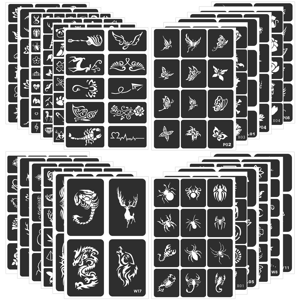 FANOST Henna Stencils Kit 24 Sheets – 400+ Reusable Tattoo Stencils for Kids, Teens & Adults – Airbrush & Temporary Tattoo Stencils for Face, Hand, Finger – Mehndi Stencil - görsel 2