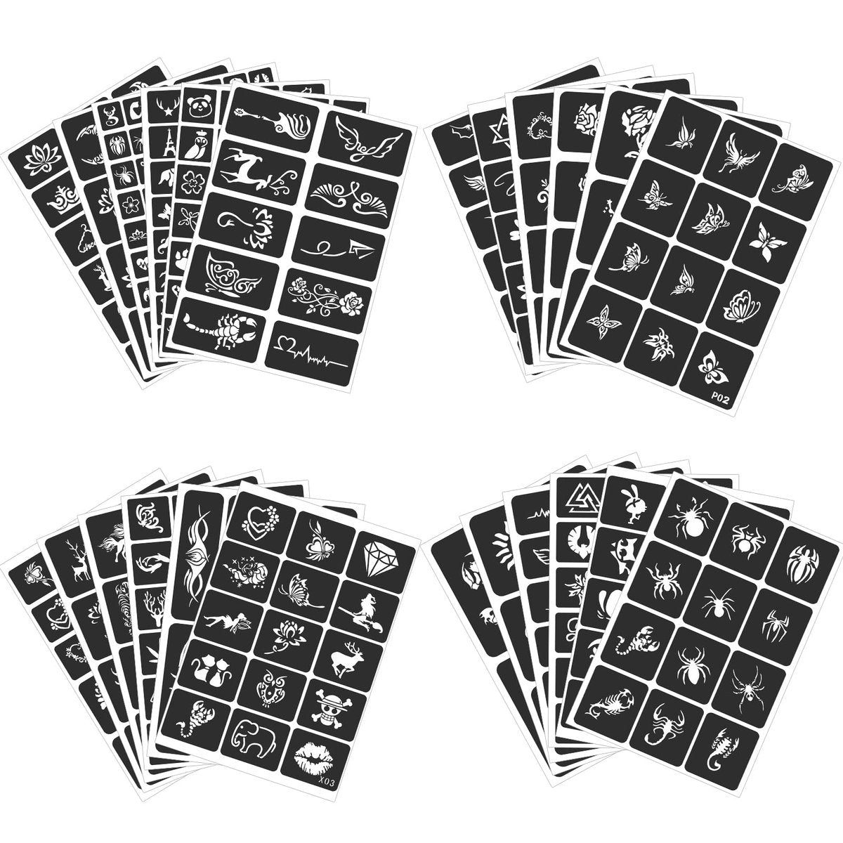 FANOST Henna Stencils Kit 24 Sheets – 400+ Reusable Tattoo Stencils for Kids, Teens & Adults – Airbrush & Temporary Tattoo Stencils for Face, Hand, Finger – Mehndi Stencil - görsel 18