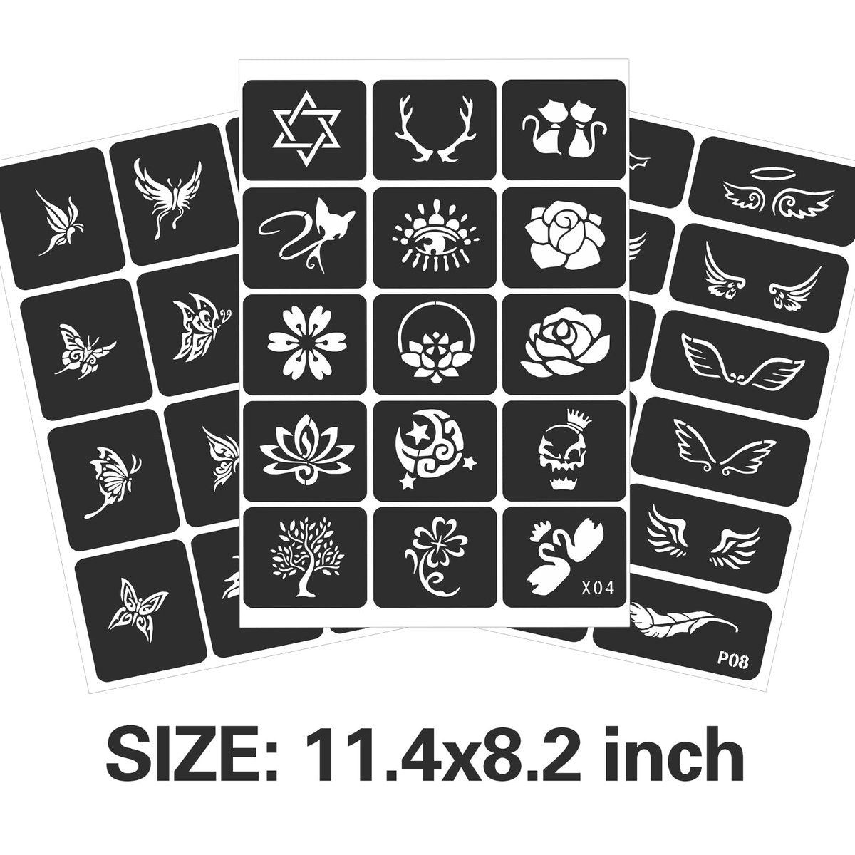 FANOST Henna Stencils Kit 24 Sheets – 400+ Reusable Tattoo Stencils for Kids, Teens & Adults – Airbrush & Temporary Tattoo Stencils for Face, Hand, Finger – Mehndi Stencil - görsel 4