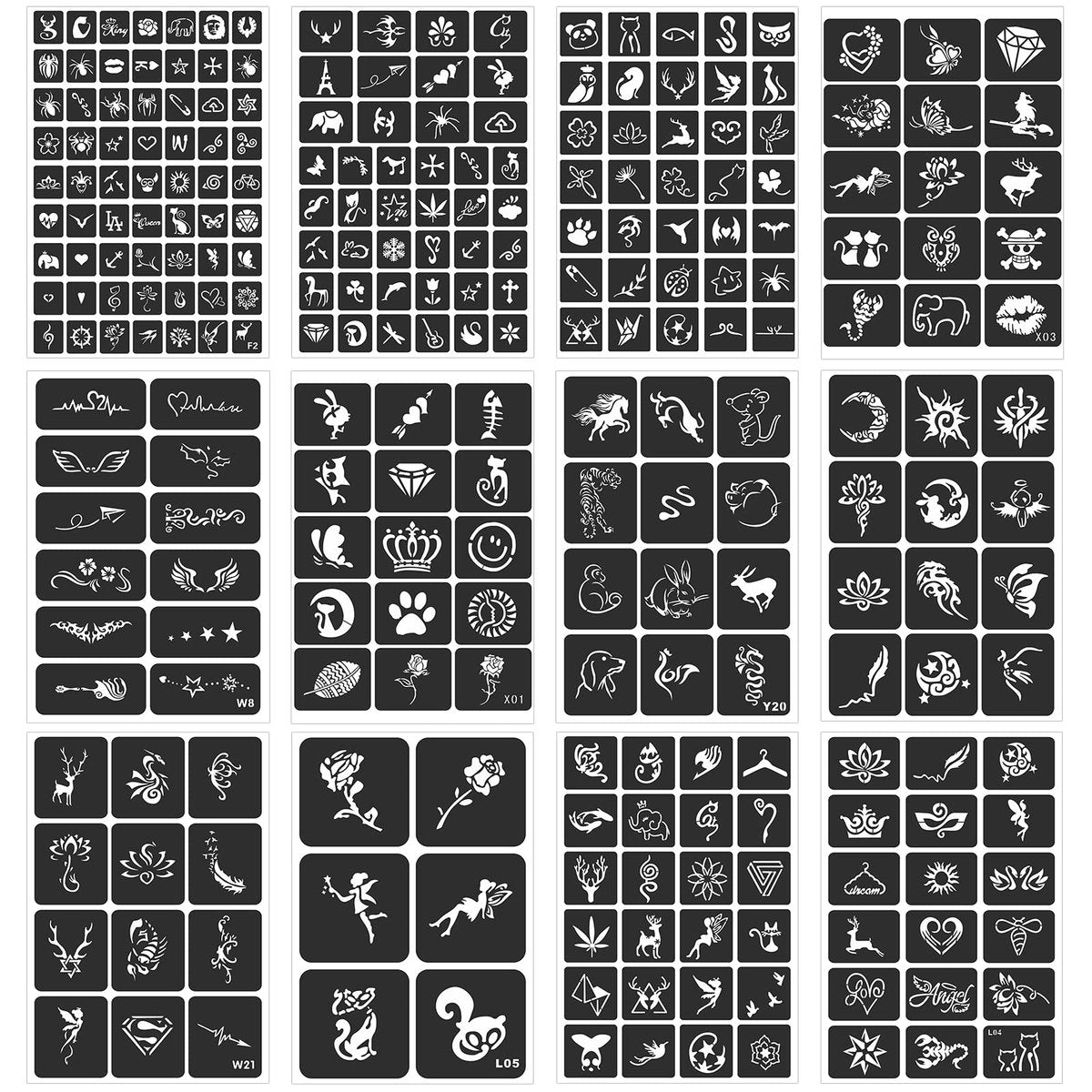 FANOST Henna Stencils Kit 24 Sheets – 400+ Reusable Tattoo Stencils for Kids, Teens & Adults – Airbrush & Temporary Tattoo Stencils for Face, Hand, Finger – Mehndi Stencil - görsel 6