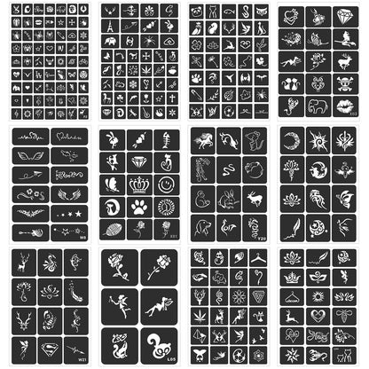 FANOST Henna Stencils Kit 24 Sheets – 400+ Reusable Tattoo Stencils for Kids, Teens & Adults – Airbrush & Temporary Tattoo Stencils for Face, Hand, Finger – Mehndi Stencil