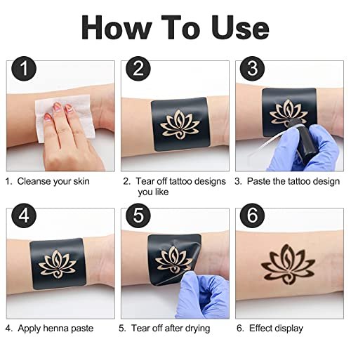 FANOST Henna Stencils Kit 24 Sheets – 400+ Reusable Tattoo Stencils for Kids, Teens & Adults – Airbrush & Temporary Tattoo Stencils for Face, Hand, Finger – Mehndi Stencil - görsel 15