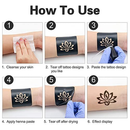 FANOST Henna Stencils Kit 24 Sheets – 400+ Reusable Tattoo Stencils for Kids, Teens & Adults – Airbrush & Temporary Tattoo Stencils for Face, Hand, Finger – Mehndi Stencil